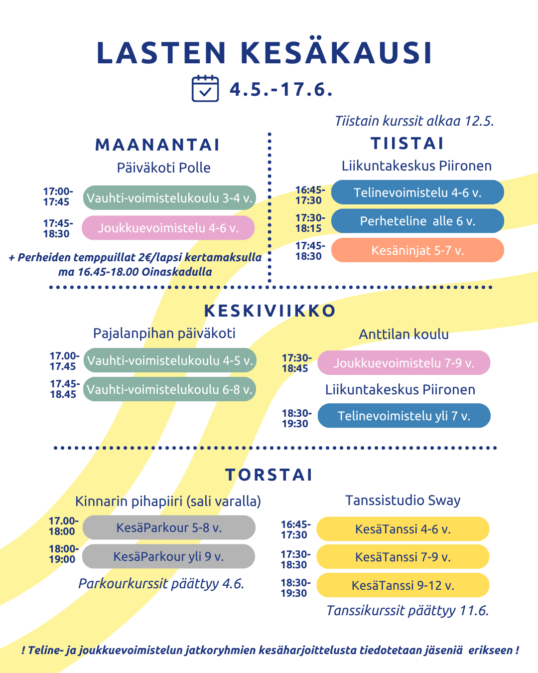 Kesäkauden lukujärjestys